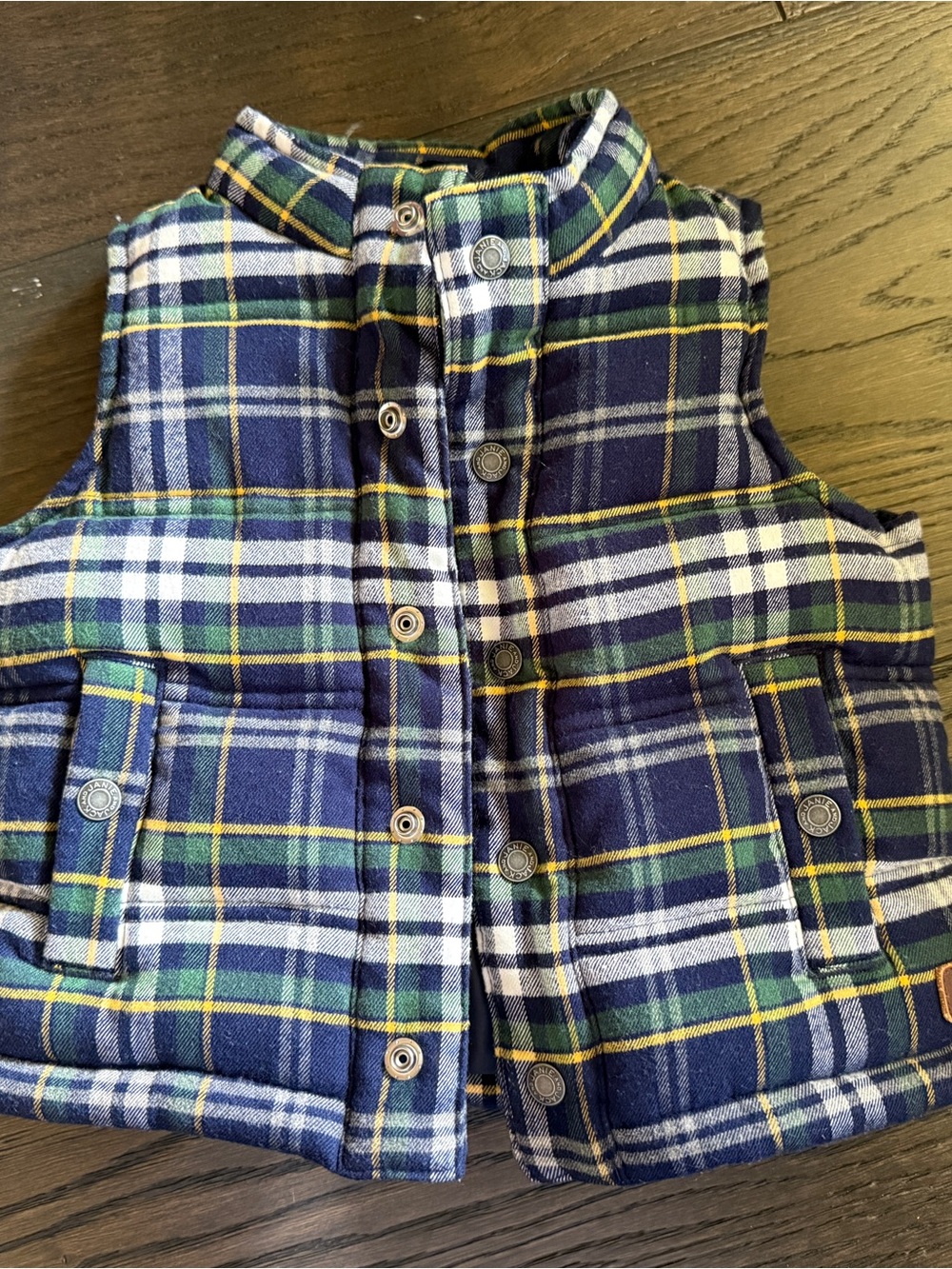 Janie and Jack Navy, Green & Yellow Plaid Puffer Vest